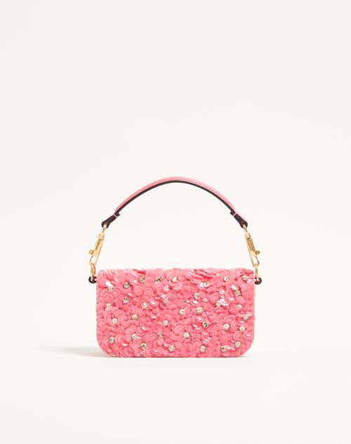 Valentino Garavani - Valentino Garavani Locò Small Embroidered Shoulder Bag - Pink - Woman - Shoulder Bags